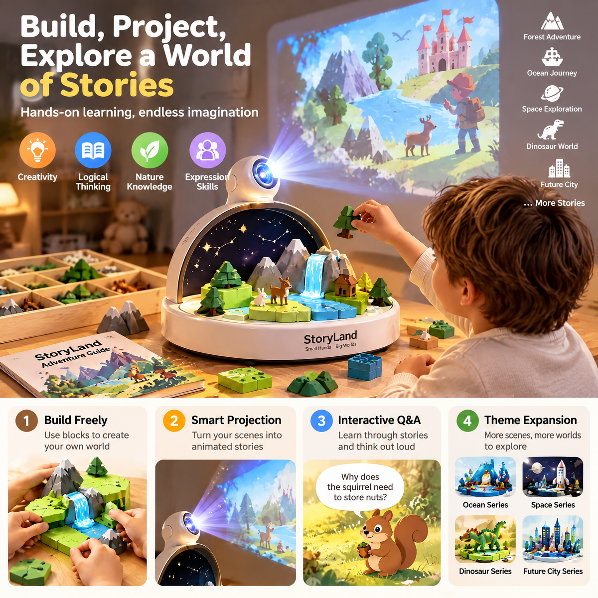 LUNELRS® StoryLand Interactive Projector Building & Storytelling Set