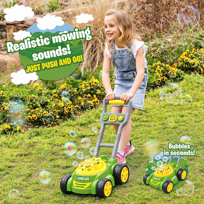 LUNELRS® Bubble Lawn Mower Toy – No Battery Push Bubble Machine for Kids Outdoor Garden Play