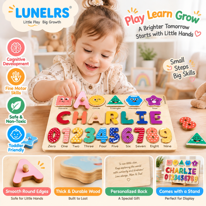 LUNELRS Wooden Alphabet Number Puzzle Board for Toddlers, Montessori Learning Toy with Letters & Numbers, Early Education Wooden Puzzle for Kids Ages 2+