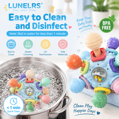 LUNELRS® Discovery Sensory Ball– Multi-Textured Baby Teether Rattle Toy for Early Learning, Motor Skills & Sensory Development