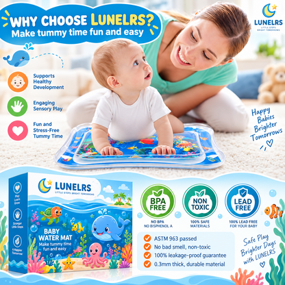 LUNELRS® Baby Water Mat – Interactive Ocean Tummy Time Sensory Toy for Infant Development